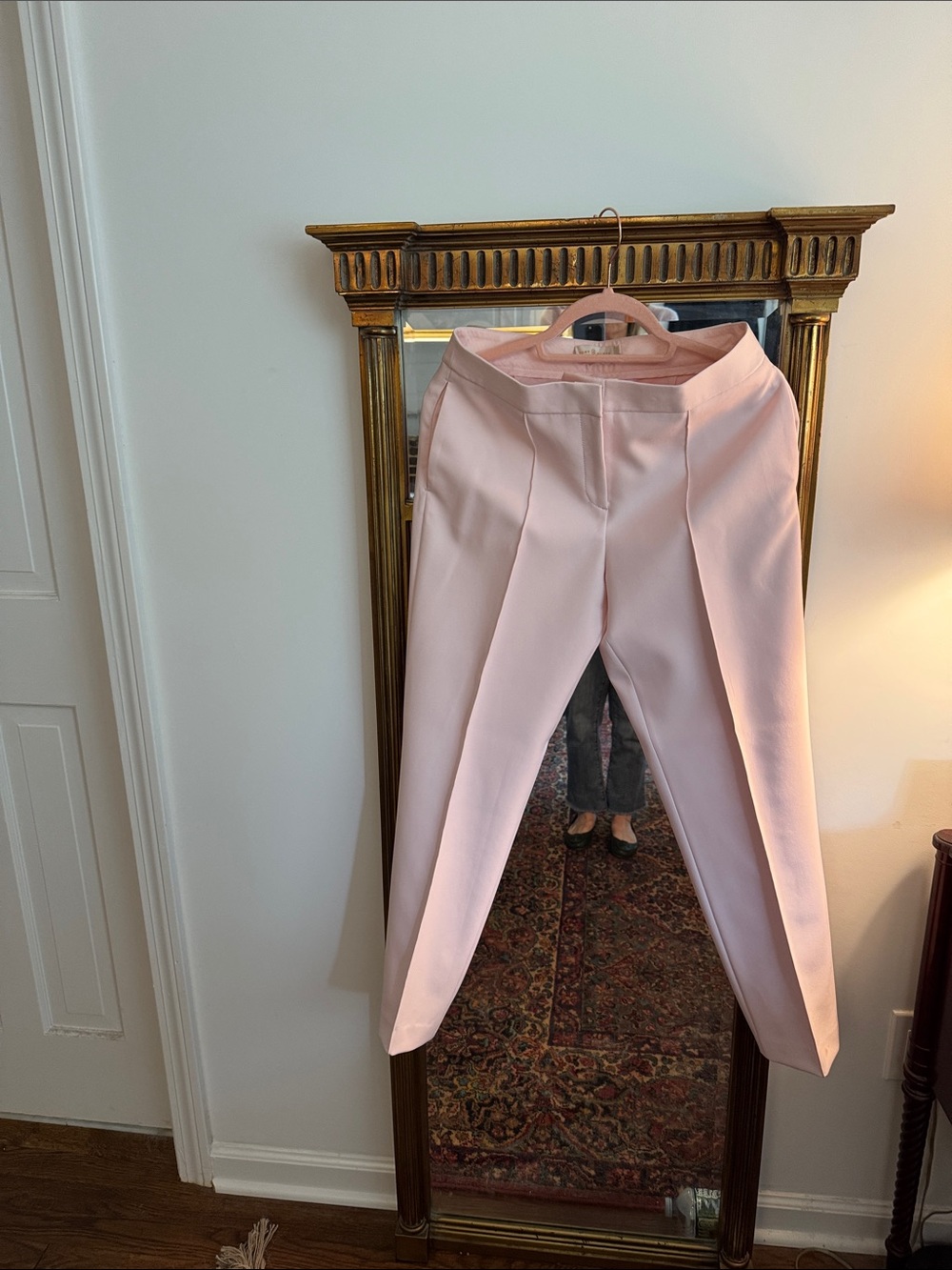 Tory Burch Pale Pink Tailored High-Rise Trousers with slash pockets